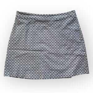 Margaret M Petites Vintage Y2k White & Blue Print Rayon Mini Skirt Size Large P